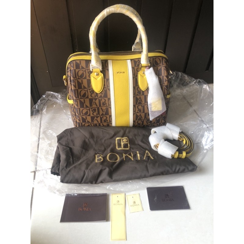 NEW Authentic Bonia Signature List Yellow White Speedy Type - COMPLETE SET