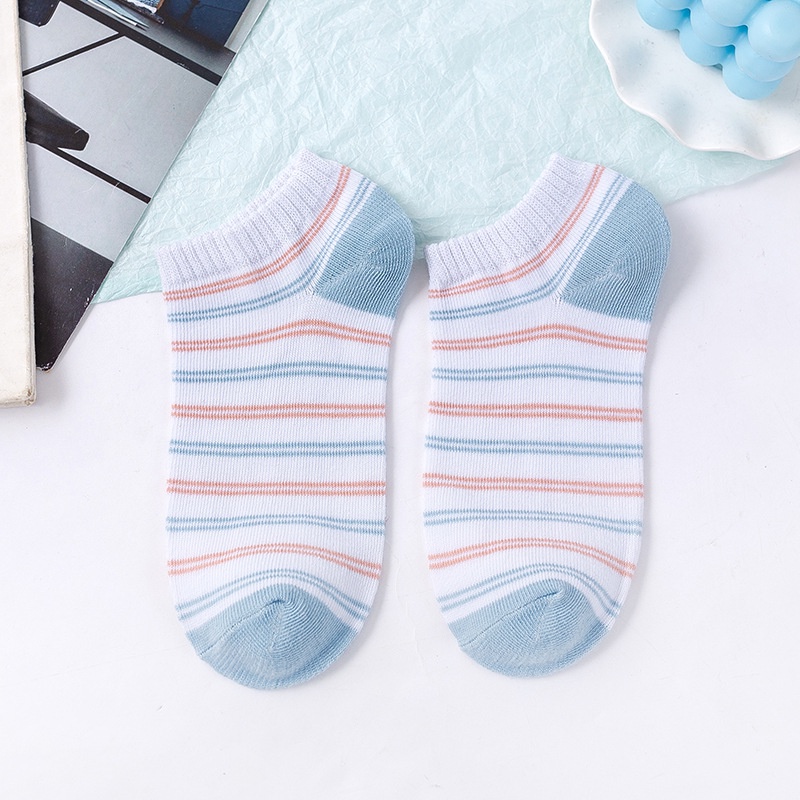 MURMURE.ID | KAOS KAKI WANITA MOTIF BUNGA BIRU FASHION KOREA WOMEN SOCK IMPORT MURAH CS056-GARIS