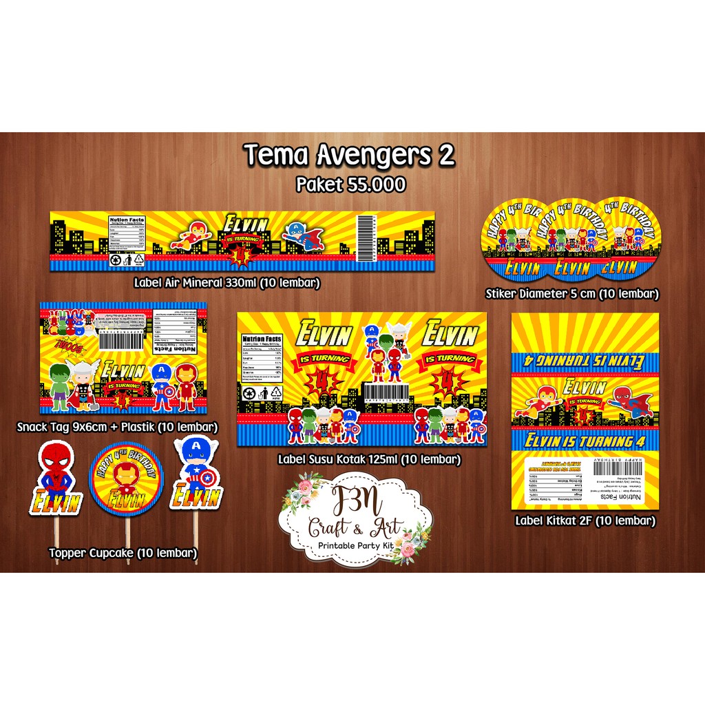 Dessert Table Printable / Paket Label Dessert Table Tema Anak Cowok