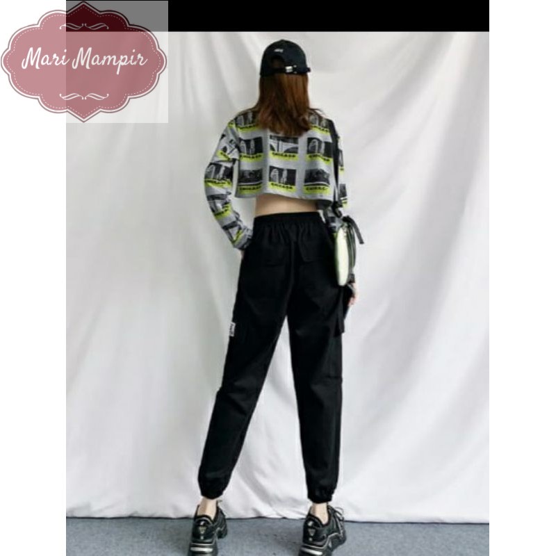 Celana jogger sport wanita gaya korea