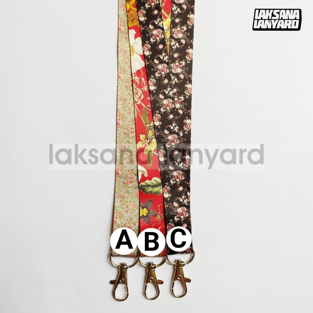 

Tali ID Card Lanyard Motif Bunga