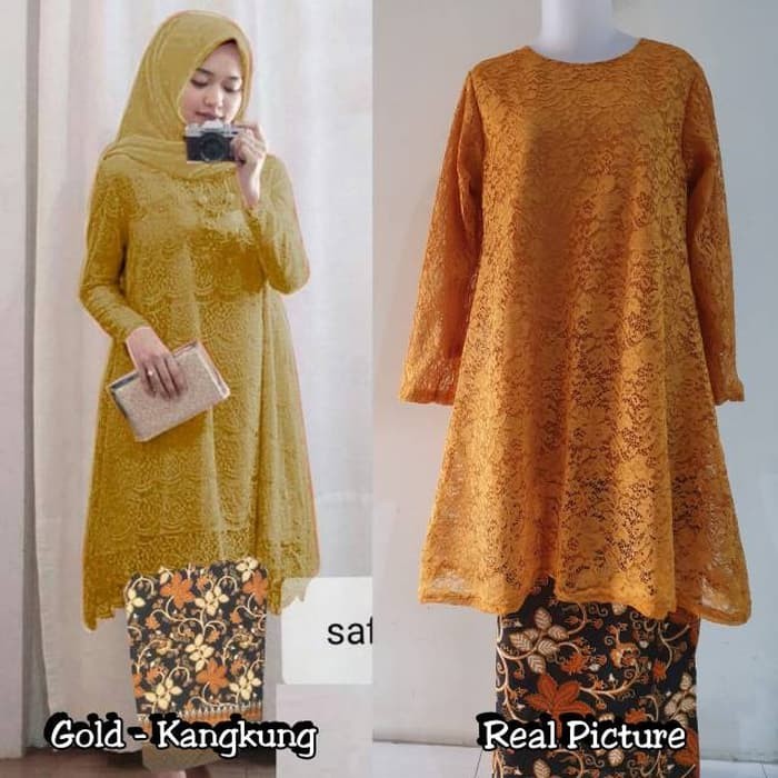 set kebaya brukat tunik full furing ternew