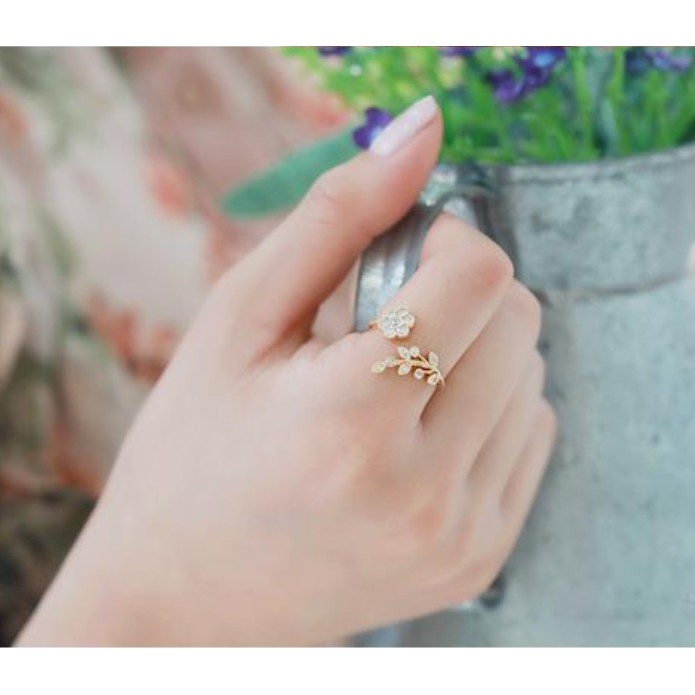 Cincin Wanita Mini FLOWER Open Cuff Korea Fashion Style Aksesoris Cewe Women Ring