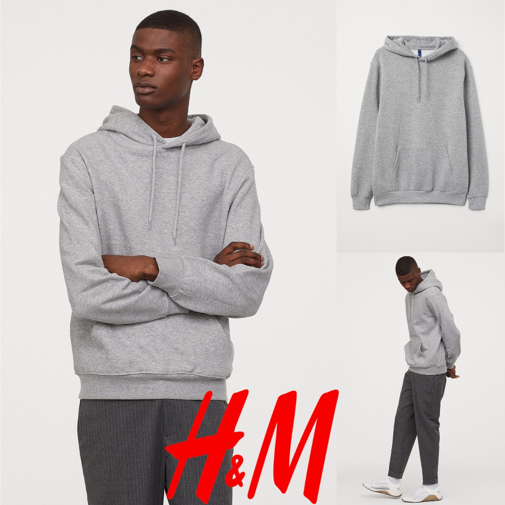 HOODIE H&M ORIGINAL BASIC HOODIE GREY & PAPER BAG HNM SALE HOODIE HNM HOODIE PRIA WANITA