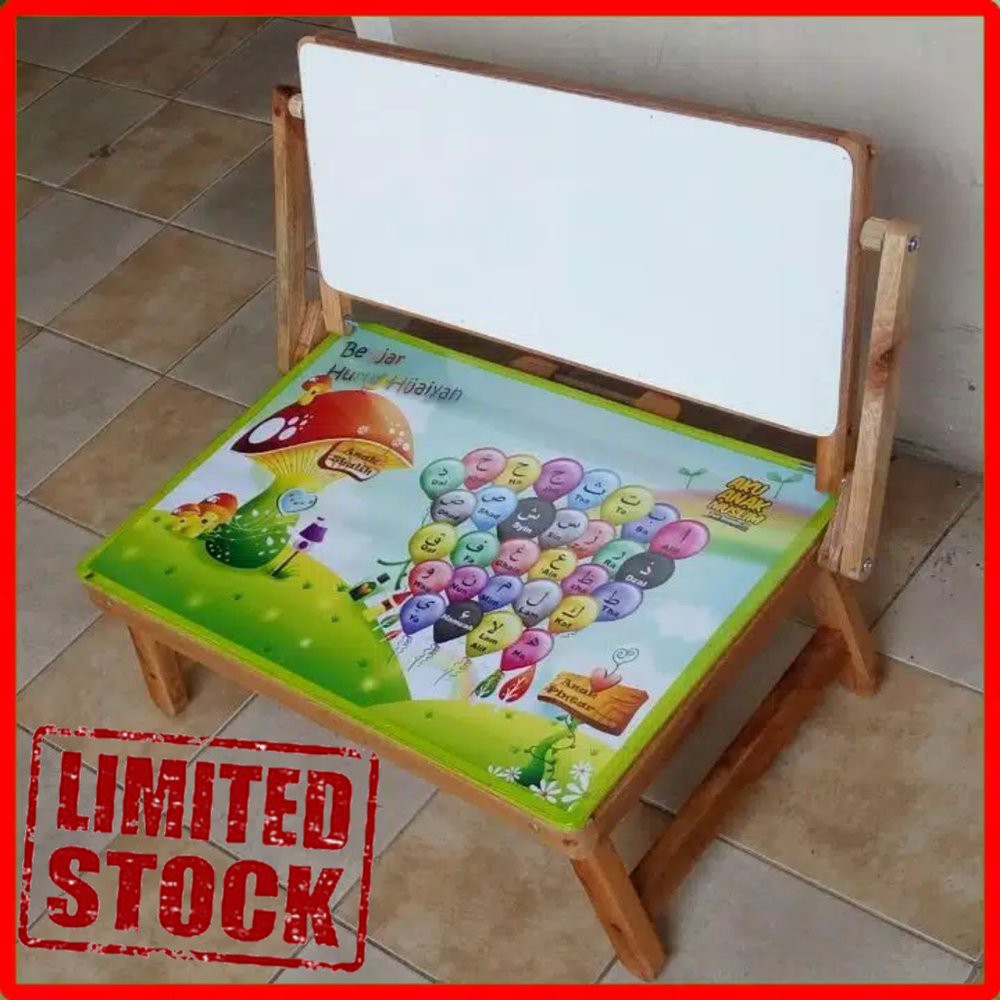 Meja belajar meja belajar anak meja belajar lipat kayu dg white board dan gambar mendidik terbatas