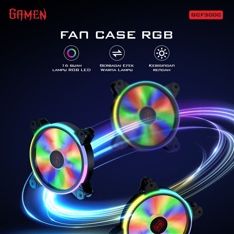 GAMEN Gaming Fan Case RGB Fan Casing PC GCF300C Noise Reduction / Kebisingan