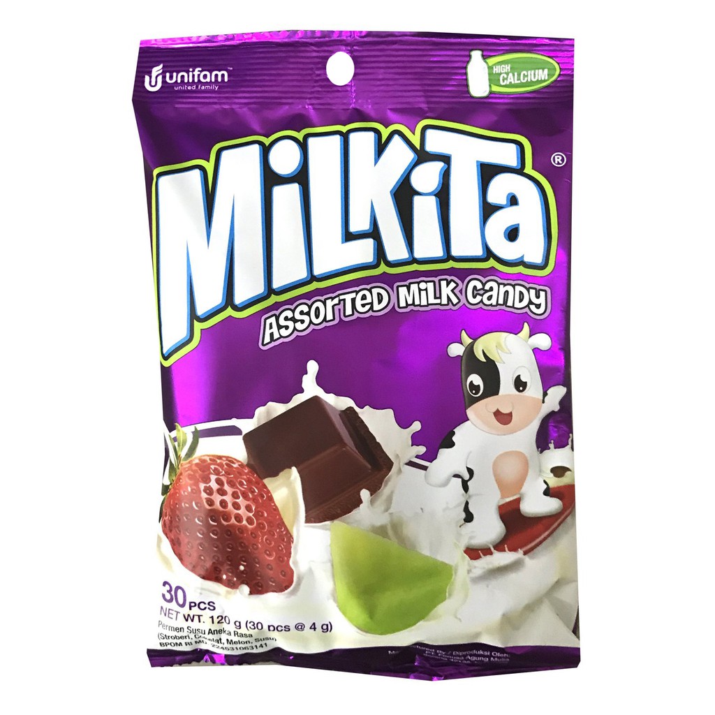 Milkita 30pcs Milk Candy Rasa Melon Susu Strawberry Chocolate Permen Susu Aneka Rasa Milk Kita Stroberi Coklat Kendi Cendy