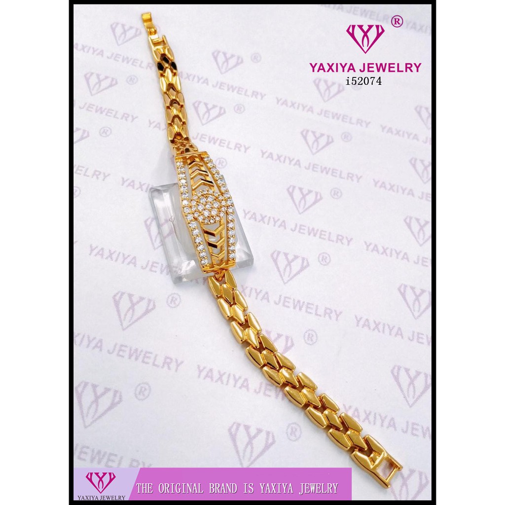 

Gelang plat dewasa perhiasan imitasi warna gold 18K i52074