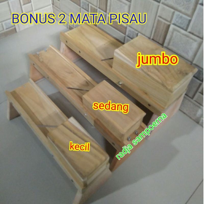 PENGIRIS PEMOTONG  BAWANG UKURAN JUMBO BAHAN KAYU JATI BINUS 2 PISAU CADANGAN