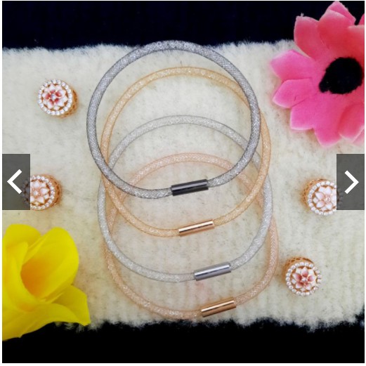 Fifi Fashion Gelang Tali Kawat Pandora Gliter Swaroovski Kunci Magnet#