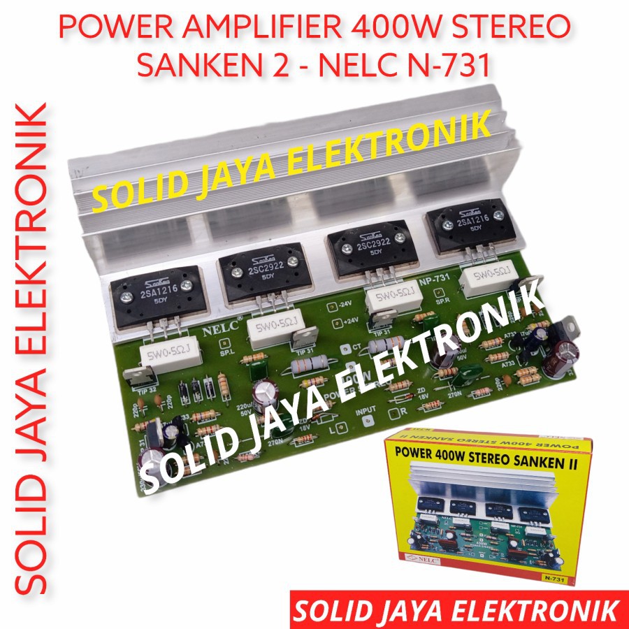 KIT POWER AMPLIFIER STEREO 400W SANKEN 2SA1216 - 2SC2922 2 POWER AMPLIFIER AMPLI AUDIO 400 WATT W SANKEN 2 NELC N-731 N731 N 731