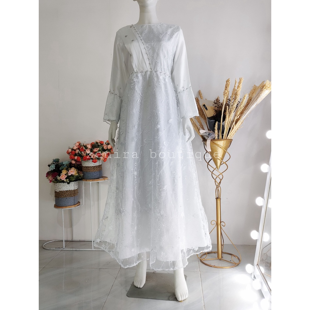 AISHWA Baju Pesta / Tulle Bordir / Gaun Pengantin / Prewedding / Wisuda / Bridesmaids