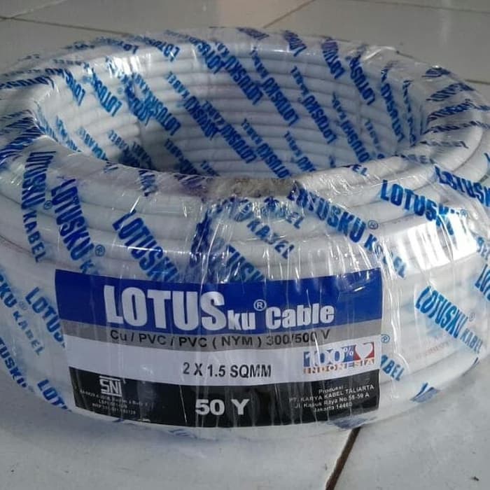 Kabel  Lotus  , NYM 2x1. 5MM  (  50 Yard  )   Kabel Lotus Kawat Tembaga Murni Lotus