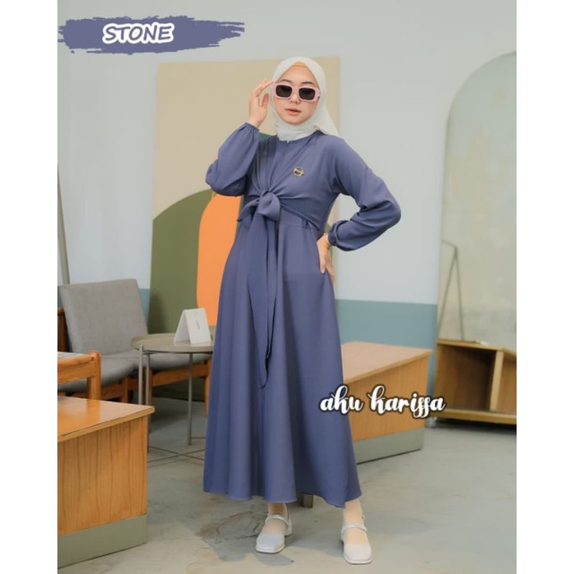 Dress  AKU KARISSA Khanisa/ Midi Haziqa / Gamis ARSYILA itycrepe dan cringkel terbaru polos model trendy