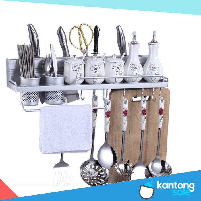 Rak Dinding Dapur Aluminium Rak Portable Rak Gantung Perlengkapan Dapur Rak Dapur