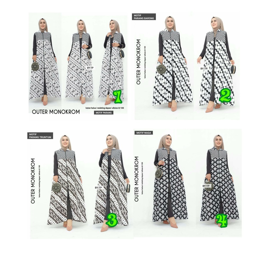 Outer batik / outer monocrom / cardingan / longcardiputih