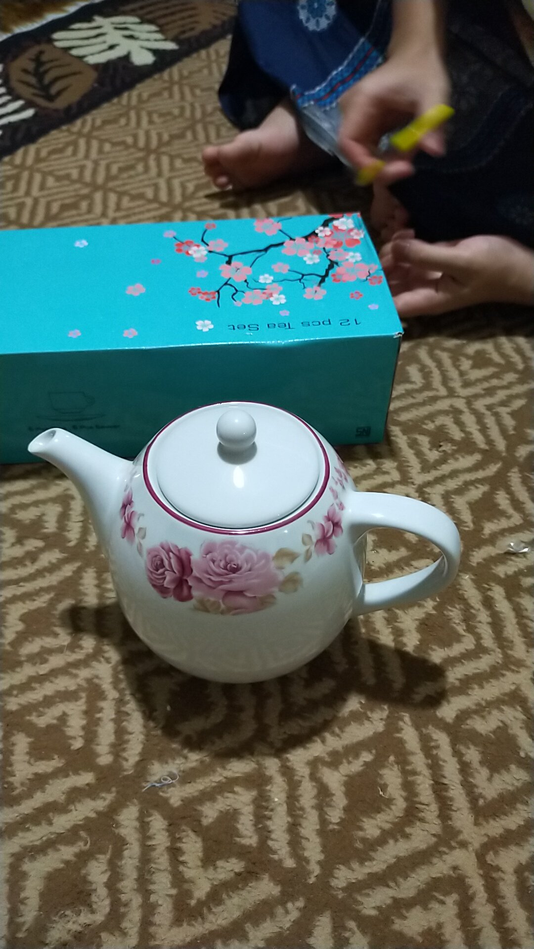 Teko Keramik 1 Liter | Tea Pot | Motif Pink Rossie