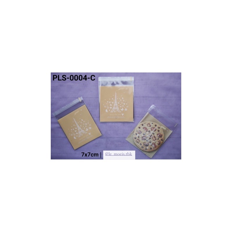 

PLS-0004-C Packaging plastik cookies K motif menara eiffel pink orange