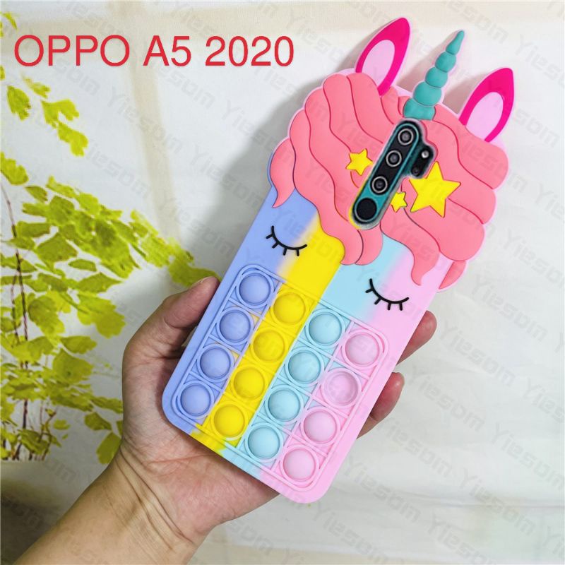 Casing POP IT OPPO A5 2020 SoftCase POP IT 3D Motif Unicorn Kuda Poni