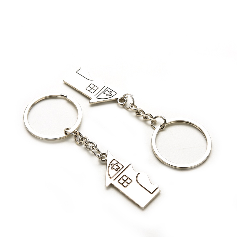 {LUCKID}2 Pcs House Shape Keychain Key Ring for Lovers Valentine’s day Love Key Fob