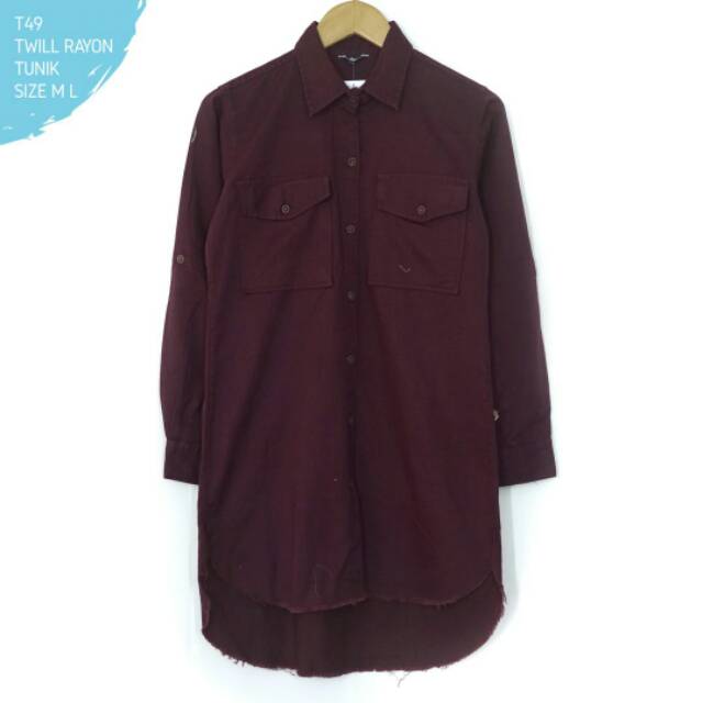 HnM kemeja Maroon Wanita kantor Branded T6