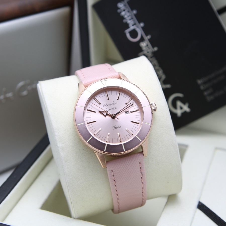 JAM TANGAN WANITA ALEXANDRE CHRISTIE AC 5002 LEATHER ORIGINAL GARANSI RESMI 1 TAHUN