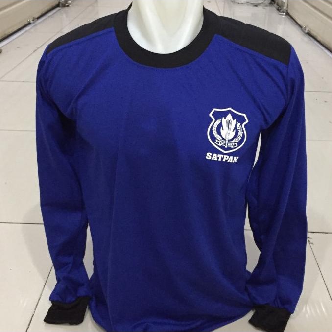 Kaos satpam/security biru lengan panjang TERJANGKAU