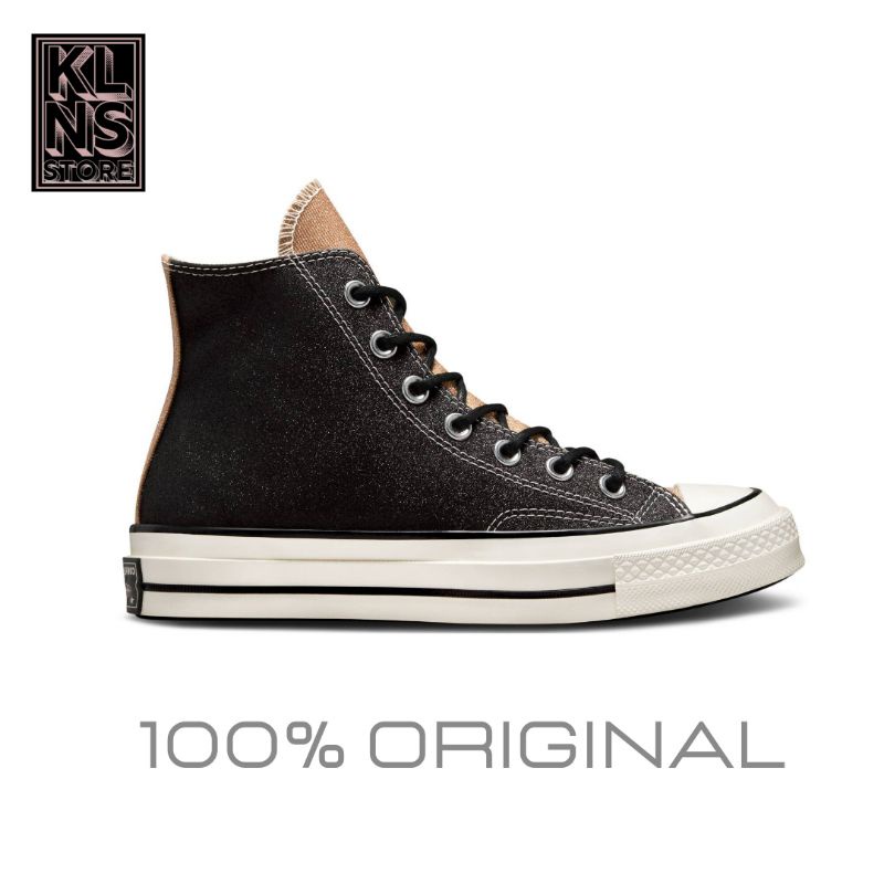 SEPATU CONVERSE ORIGINAL 100% / CONVERSE CHUCK 70 GLITTER BLACK GOLD EGRET