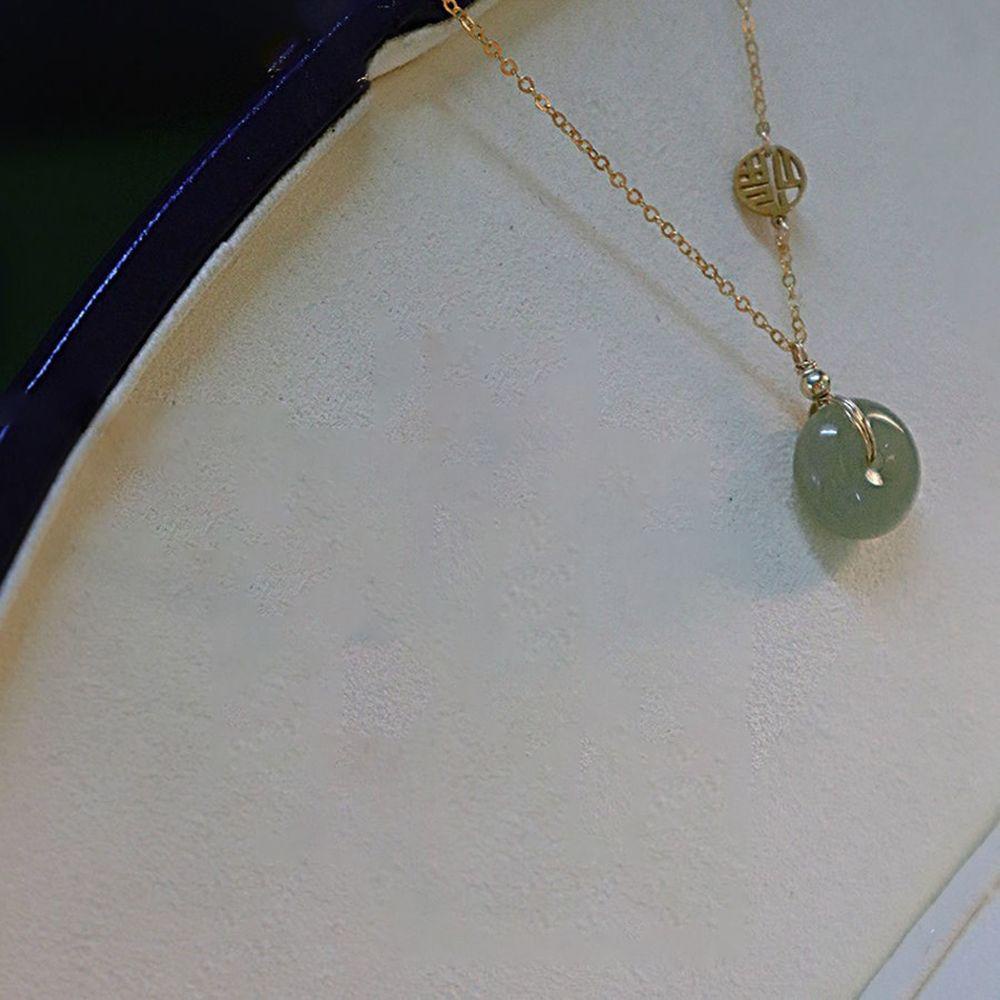 Agustinina Kalung Giok Bulat Trendi Temperamen Hadiah Pesta Perempuan Keren Gaya Cina Wanita Necklace