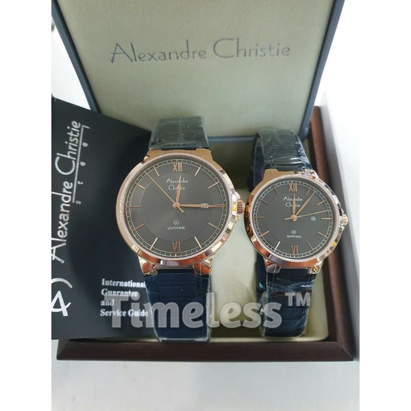 Jam Tangan Couple Alexandre Christie ac 8537 MD Sapphire Black Rosegold