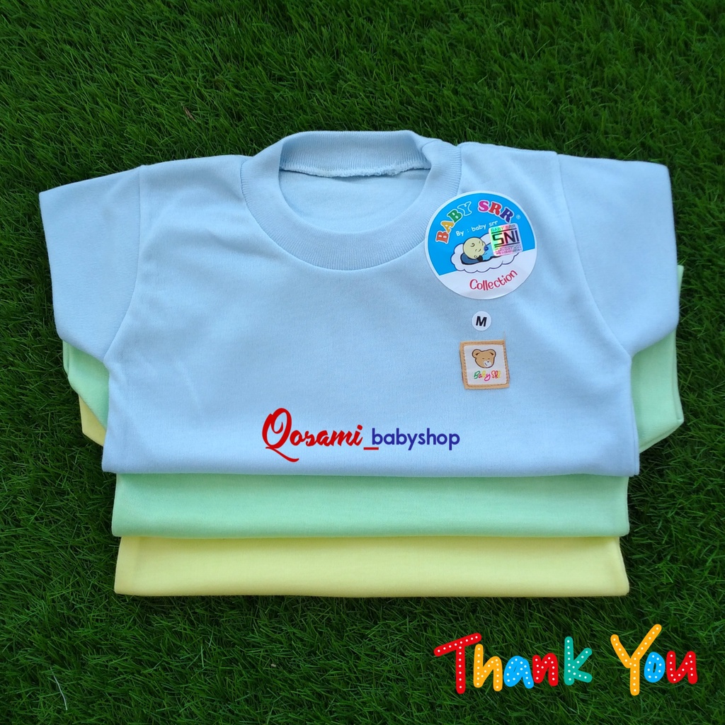 BABY SRR 3 pcs Kaos Oblong Pendek Bayi Polos Uk M, L, XL SNI