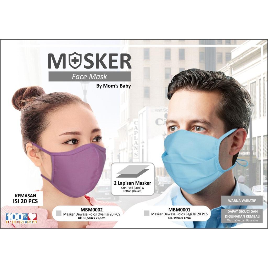 Masker Kain Dewasa Moms Baby | Masker Kain Anak Moms Baby | Masker Kain Warna Random