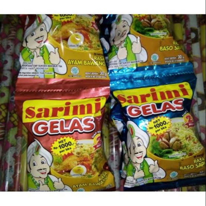 

Sarimi gelas 30gr renceng / ayam bawang / sosis / soto / baso