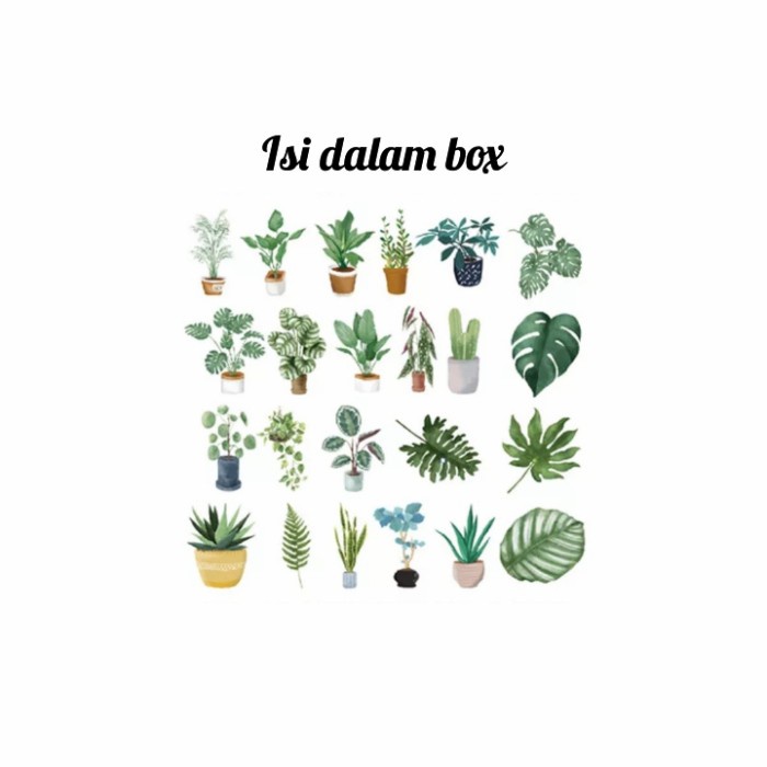 

Gilaa!!! 46 Pcs Sticker Green Plants Tanaman Monstera Scrapbook Diy Journal Art Trendi