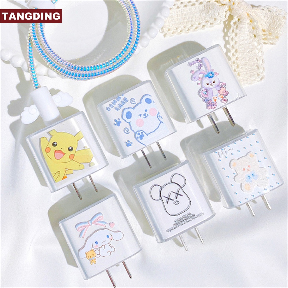 Soft Case Pelindung Kepala Kabel Charger 18W / 20W Transparan Motif Kartun 26 Pola Untuk IPhone