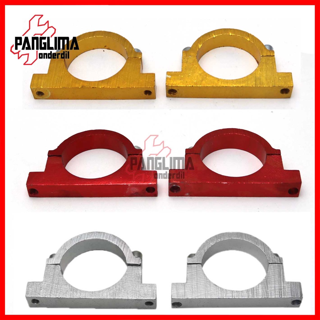 Klem Dudukan Spakbor Depan Universal Merah-Silver-Emas Kleman Bracket-Breket-Braket Spakboard Motor CNC 1 Set-2 Pcs