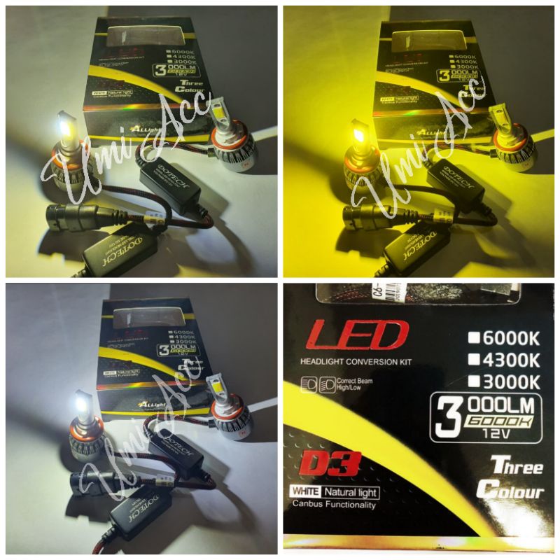 Turbo Led Dotech H11 3 Warna / Lampu Fog Lamp H11 3 Warna