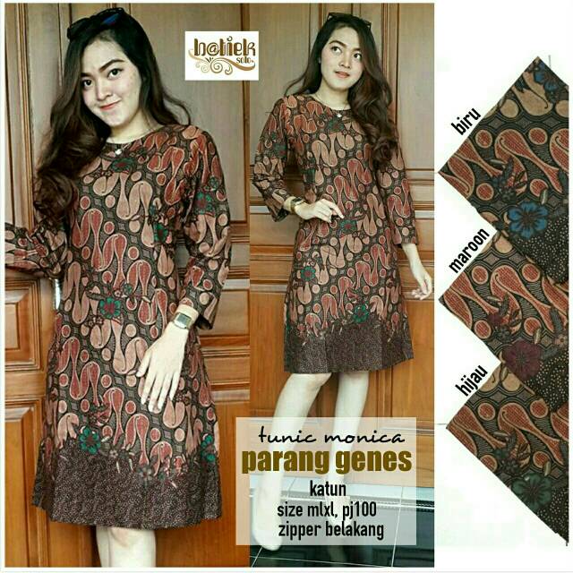  Baju  tunic batik  monica motif  parang  genes atasan wanita 