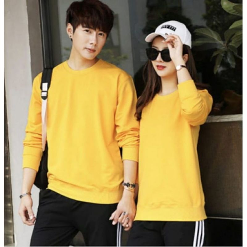 Baju Lengan panjang POLOS  Pasangan Couple Kaos  Distro trendy dan kekinian / harga sudah termasuk 2pcs