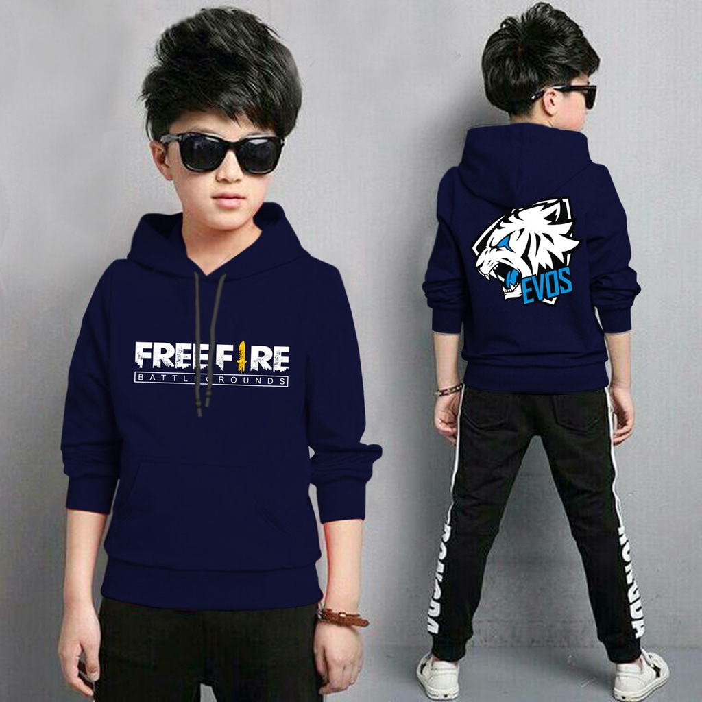 Hoodie Anak Ff Evos Anak Gaming Bahan Fleece Tebal /Jaket Anak Laki Laki/Jaket Anak Terbaru/4-11 TAHUN(FLAVA_STORE)