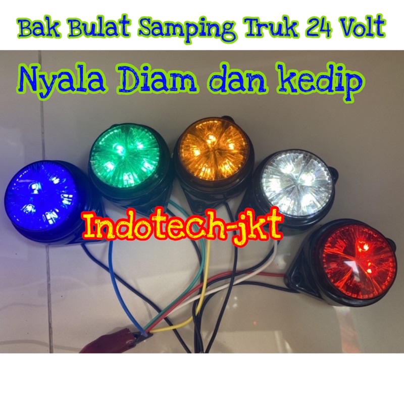 Lampu Bak Samping Truk 24 Volt Model Bulat NYALA 2 MODE DIAM DAN KEDIP