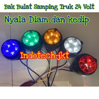 Lampu Bak Samping Truk 24 Volt Model Bulat NYALA 2 MODE DIAM DAN KEDIP #0