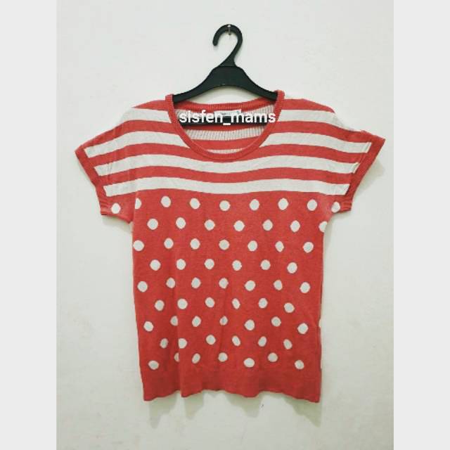 PRELOVED Kaos Bossini Pink Salem Polkadot