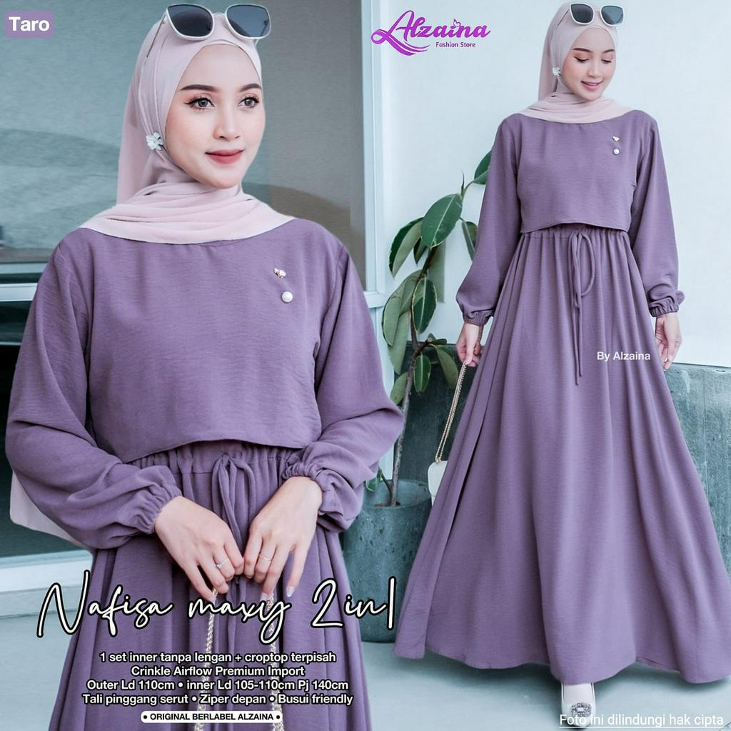 Nafisa One Set Maxy Gamis Muslim Original Produk By Alzaina