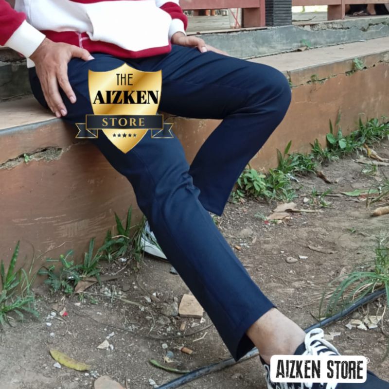 CELANA FORMAL ANKLE PANTS JUMBO HITAM CELANA KANTOR KERJA PRIA SLIMFIT