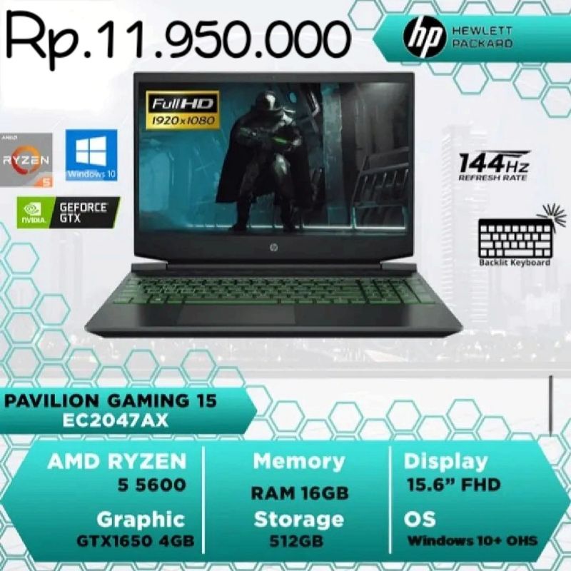 Jual Hp Pavilion Gaming 15 Ec2047ax Ryzen 5 Shopee Indonesia 