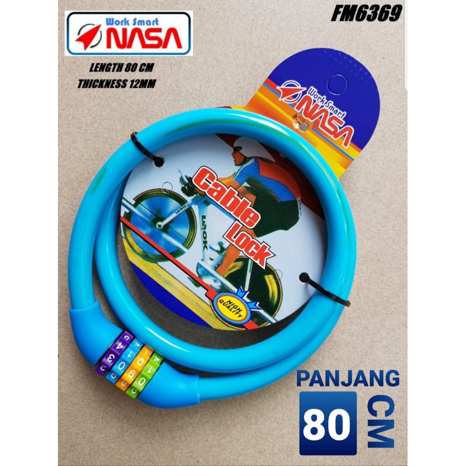 kunci sepeda gembok spiral cable lock warna warni 4 digit pin NASA