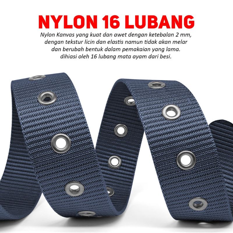 IKAT PINGGANG PRIA TACTICAL TALI SABUK NYLON CANVAS GESPER KEPALA MODEL JARUM MEN BELT FASHION