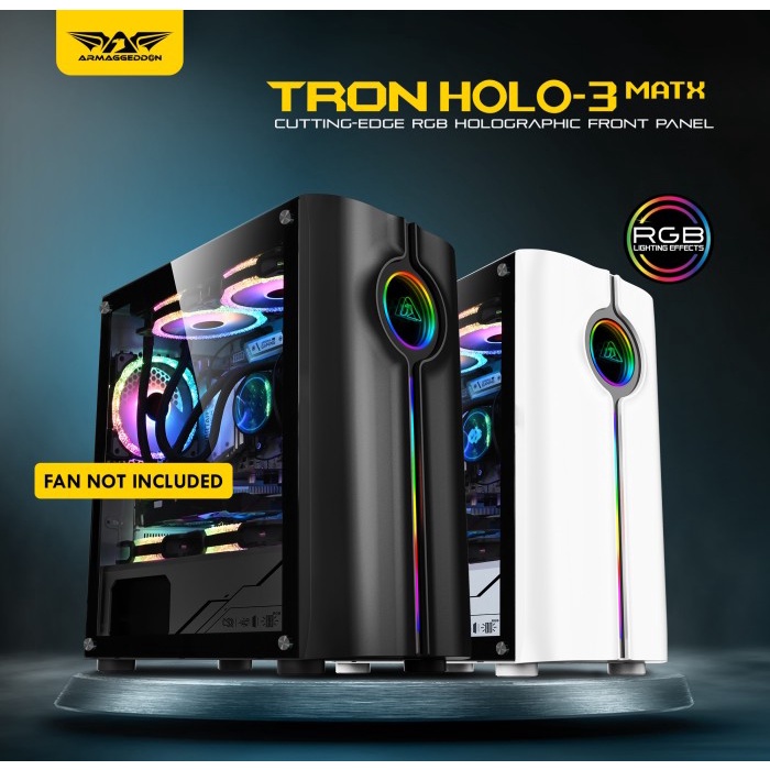 Casing PC Gaming Armaggeddon Tron Holo 3 Micro ATX | RGB Holographic