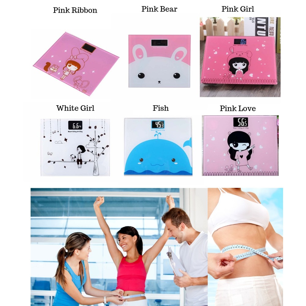 StarHome Timbangan Badan Digital Kaca Mini Kartun Maksimal 180 kg - Digital Weight Scale